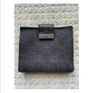 Authentic Gucci wallet in brown leather and canvas